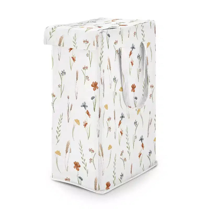 Sweet Jojo Designs Girl Foldable Laundry Hamper with Handles Watercolor Floral Garden Multicolor
