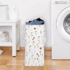 Cesto de ropa plegable para niña con asas, diseño floral de jardín en acuarela, multicolor