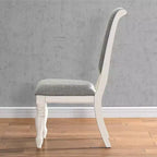 Belleza Sillas de comedor tapizadas de madera maciza, blanco antiguo (paquete de 2)