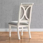 Belleza Sillas de comedor tapizadas de madera maciza, blanco antiguo (paquete de 2)