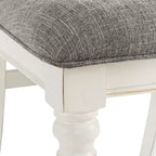 Belleza Sillas de comedor tapizadas de madera maciza, blanco antiguo (paquete de 2)