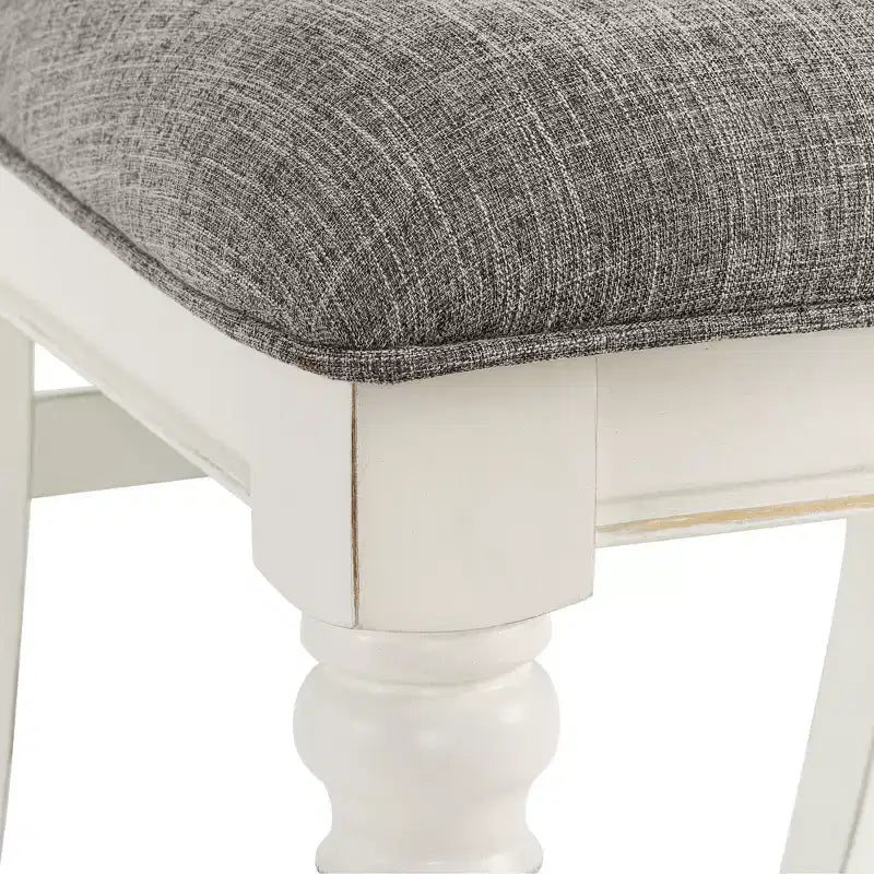 Belleza Sillas de comedor tapizadas de madera maciza, blanco antiguo (paquete de 2)
