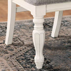 Belleza Sillas de comedor tapizadas de madera maciza, blanco antiguo (paquete de 2)