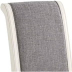 Belleza Sillas de comedor tapizadas de madera maciza, blanco antiguo (paquete de 2)