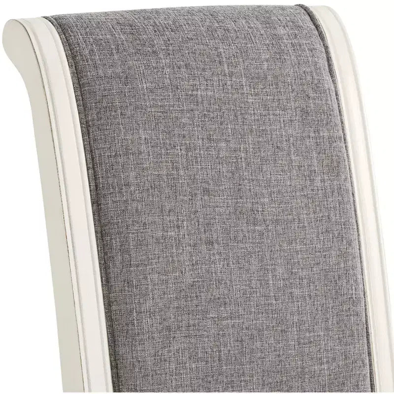 Belleza Sillas de comedor tapizadas de madera maciza, blanco antiguo (paquete de 2)