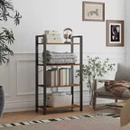 4-Tier Bookshelf, Industrial Style Bookcase with Steel Frame for Living Room, Home Office, Study - 11.8 x 25.9 x 47.2 Inches