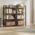 Estantería de 4 niveles, librero de estilo industrial con estructura de acero para sala de estar, oficina en casa, estudio - 11.8 x 25.9 x 47.2 pulgadas