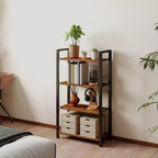 Estantería de 4 niveles, librero de estilo industrial con estructura de acero para sala de estar, oficina en casa, estudio - 11.8 x 25.9 x 47.2 pulgadas
