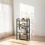 Estantería de 4 niveles, librero de estilo industrial con estructura de acero para sala de estar, oficina en casa, estudio - 11.8 x 25.9 x 47.2 pulgadas