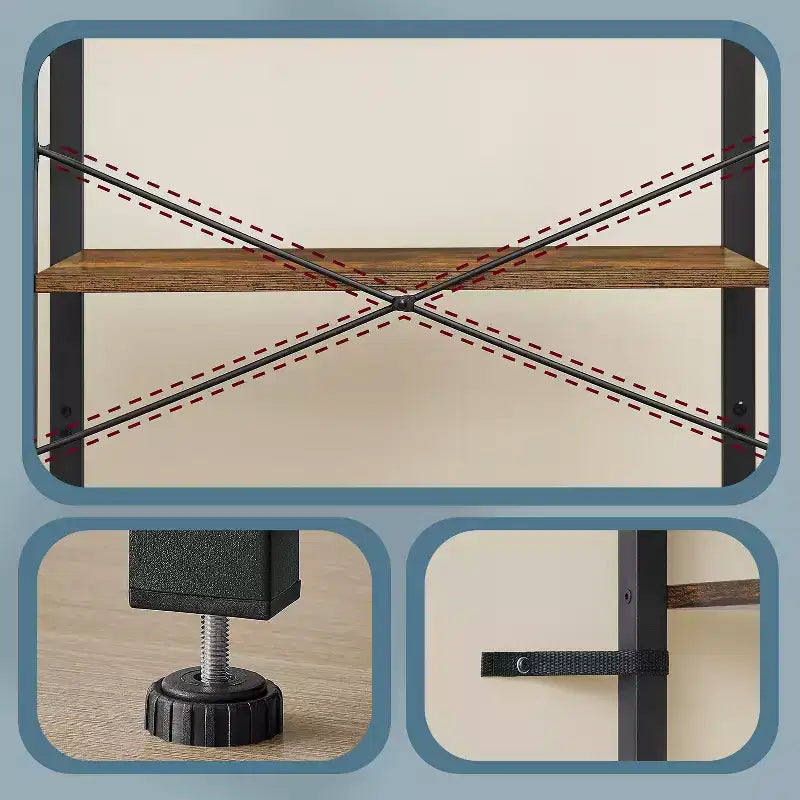 Estantería de 4 niveles, librero de estilo industrial con estructura de acero para sala de estar, oficina en casa, estudio - 11.8 x 25.9 x 47.2 pulgadas