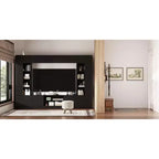 Mueble de TV envolvente grande para centro de entretenimiento con almacenamiento e iluminación ambiental
