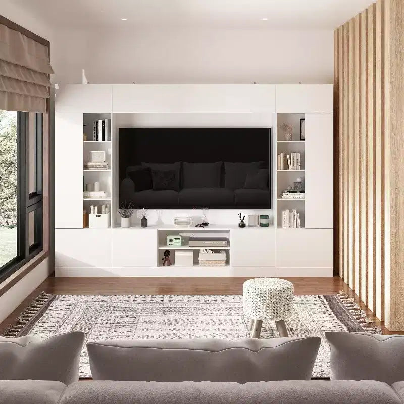 Hitow Large Entertainment Centre Wraparound TV Cabinet Storage and Ambient Lighting