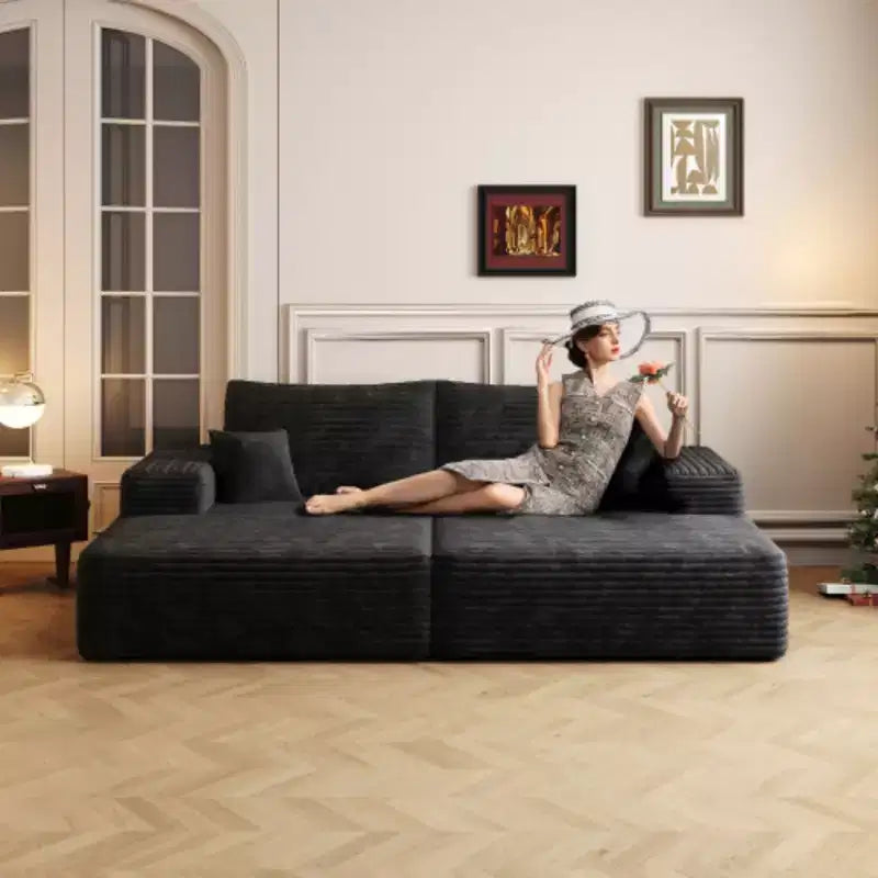 Sofá moderno con doble cama, diván para sala de cine/juegos, no requiere montaje, negro