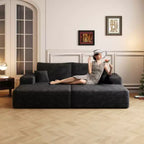 Sofá moderno con doble cama, diván para sala de cine/juegos, no requiere montaje, negro