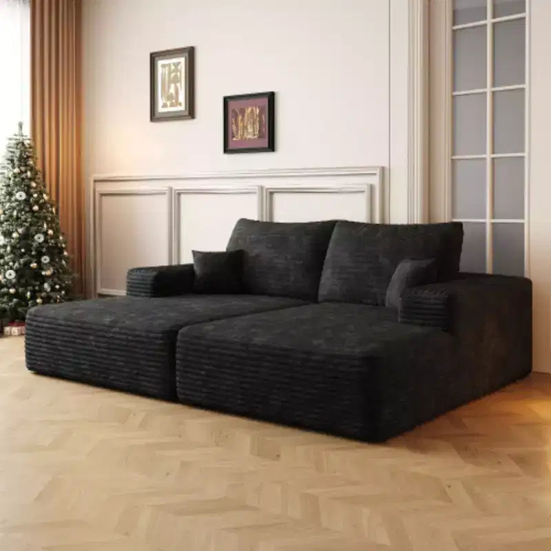 Sofá moderno con doble cama, diván para sala de cine/juegos, no requiere montaje, negro