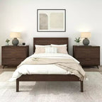 Estructura de cama matrimonial de madera maciza Duo con cabecero de panel