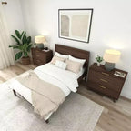 Estructura de cama matrimonial de madera maciza Duo con cabecero de panel