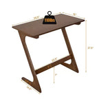 Mesa auxiliar de bambú para sofá, en forma de Z, tablero espacioso, ahorro de espacio, bandeja para aperitivos de TV