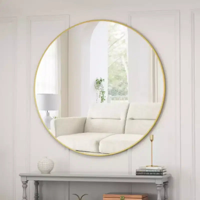 Espejo de Pared de 39 Pulgadas, Espejo Circular Negro con Marco de Metal, Espejo Redondo para Tocador, Espejo de Vestir, para Baño, Sala de Estar, Dormitorio, Decoración de Pared