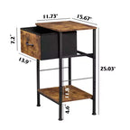 Mesa auxiliar con cajón de tela para almacenamiento, mesita de noche con marco de acero, mesa auxiliar para dormitorio, dormitorio universitario, fácil montaje