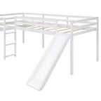 Cama alta doble en forma de L de madera de 118,2 x 77,8 pulgadas con escalera y tobogán