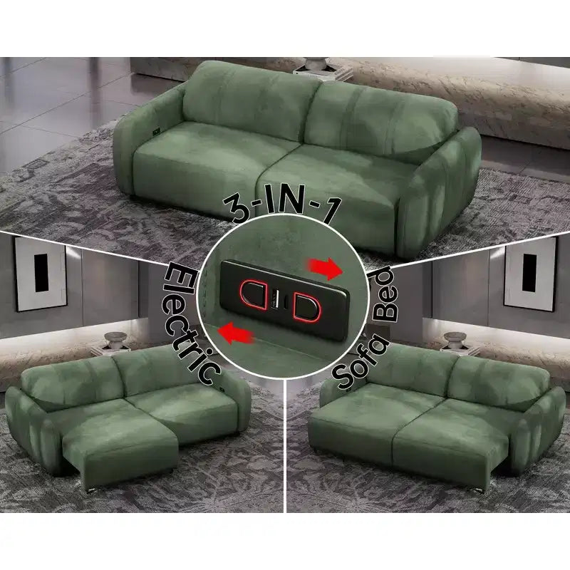 Sofá cama convertible eléctrico 2 en 1 Big de 98.5 pulgadas, sofá cama extraíble con 4 puertos USB