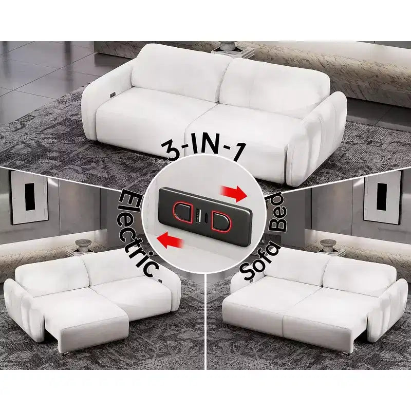 Sofá cama convertible eléctrico 2 en 1 Big de 98.5 pulgadas, sofá cama extraíble con 4 puertos USB