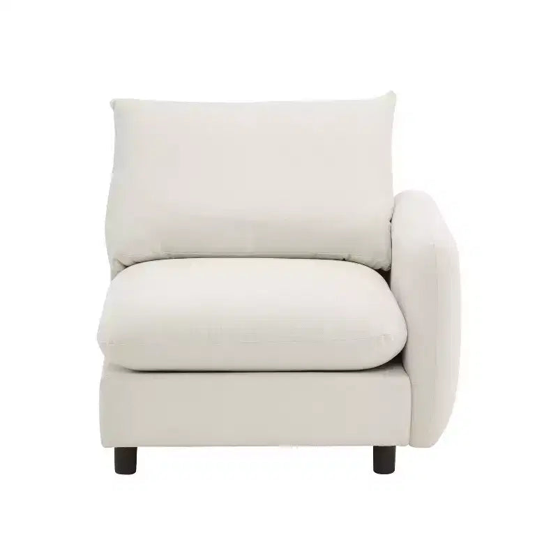 Sofá seccional tapizado moderno Acker de 5 piezas en forma de L, blanco