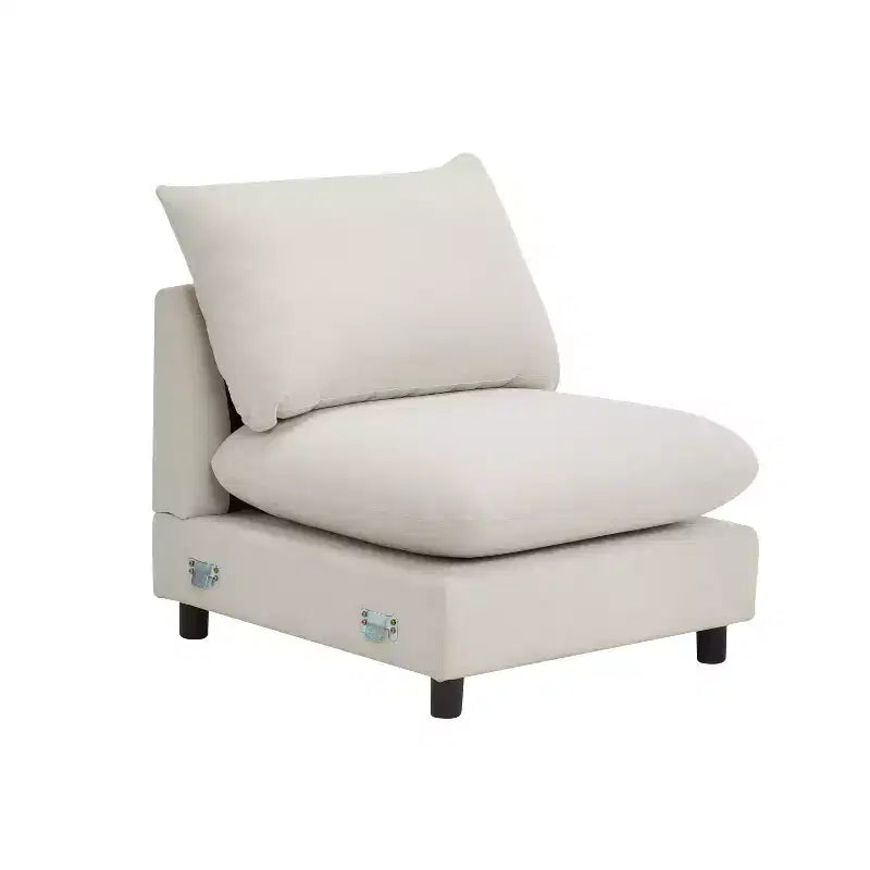 Sofá seccional tapizado moderno Acker de 5 piezas en forma de L, blanco