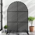 71.37x46.8inch parallel line black arched galvanized sheet screen, independent outdoor and indoor privacy screen