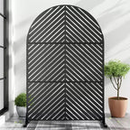 71.37x46.8inch parallel line black arched galvanized sheet screen, independent outdoor and indoor privacy screen