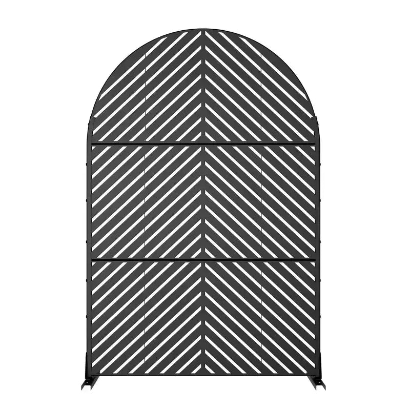 Pantalla arqueada negra de chapa galvanizada de líneas paralelas de 71.37x46.8 pulgadas, pantalla de privacidad independiente para exteriores e interiores