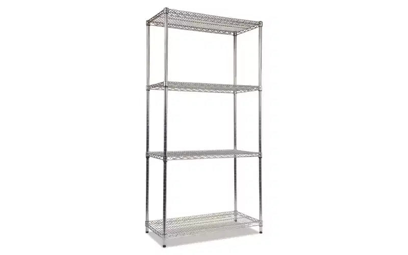 Alera NSF Certified Industrial Four-Shelf Wire Shelving Kit, 36w x 18d x 72h, Silver