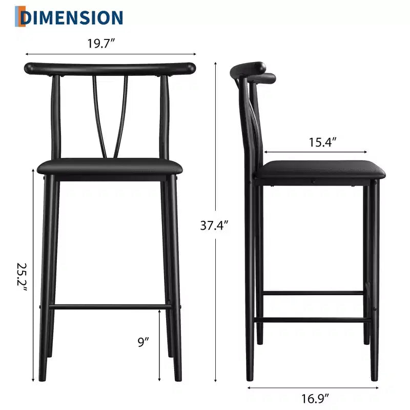 Cómodos taburetes de barra de altura de mostrador de 25 pulgadas con respaldo y reposapiés, sillas de comedor acolchadas y gruesas para isla de cocina, paquete de 2/4