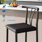 Cómodos taburetes de barra de altura de mostrador de 25 pulgadas con respaldo y reposapiés, sillas de comedor acolchadas y gruesas para isla de cocina, paquete de 2/4