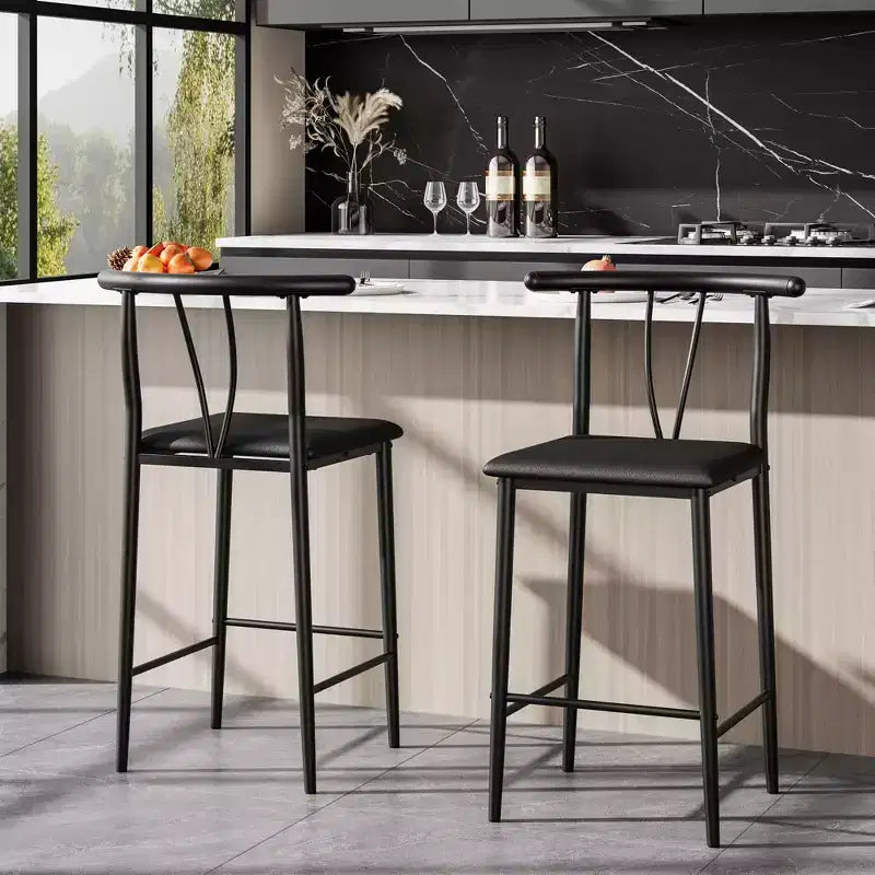 Cómodos taburetes de barra de altura de mostrador de 25 pulgadas con respaldo y reposapiés, sillas de comedor acolchadas y gruesas para isla de cocina, paquete de 2/4