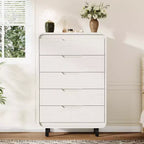Cómoda de 5 cajones para dormitorio, cómoda moderna de 48 pulgadas de alto con cajones de almacenamiento grandes de madera, organizador de ropa de madera para sala de estar