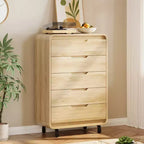 Cómoda de 5 cajones para dormitorio, cómoda moderna de 48 pulgadas de alto con cajones de almacenamiento grandes de madera, organizador de ropa de madera para sala de estar