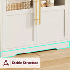 Alacena de Cocina con Enchufes y USB, Organizador de Despensa con Puerta de Vidrio