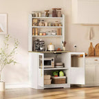 Alacena de Cocina con Enchufes y USB, Organizador de Despensa con Puerta de Vidrio