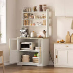Alacena de Cocina con Enchufes y USB, Organizador de Despensa con Puerta de Vidrio
