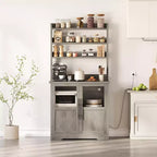 Alacena de Cocina con Enchufes y USB, Organizador de Despensa con Puerta de Vidrio
