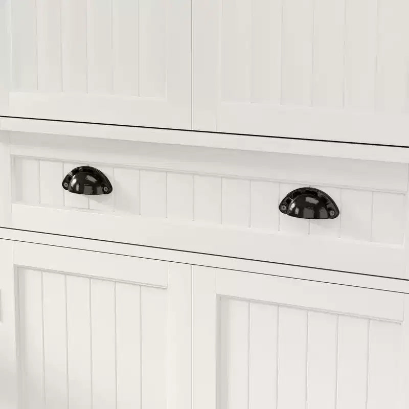 Mueble Despensero de Cocina, Armario Blanco Alto de 183 cm con Estantes Ajustables y Cajón, Organizador Independiente para Cocina, Despensa