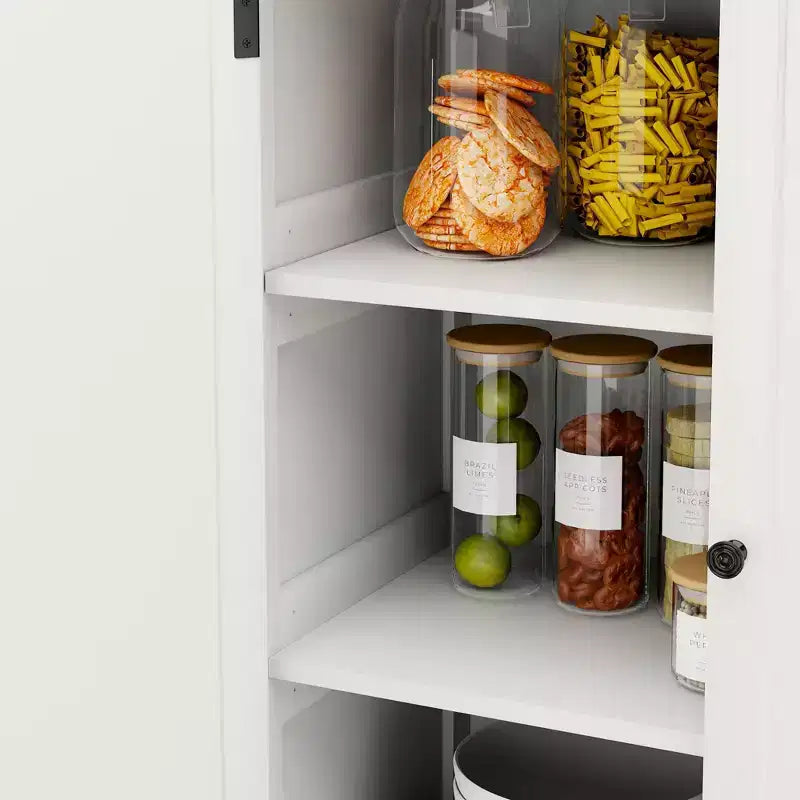 Mueble Despensero de Cocina, Armario Blanco Alto de 183 cm con Estantes Ajustables y Cajón, Organizador Independiente para Cocina, Despensa