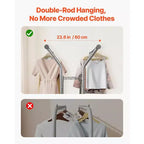Estante de ropa con ruedas - Acero al carbono, 2 barras para colgar, 2 estantes de almacenamiento, carga de 264 libras