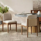 Christopher Knight Home Jodie Modern Rubberwood Upholstered Dining Chairs with Woven Rope Backrest (Set of 2)