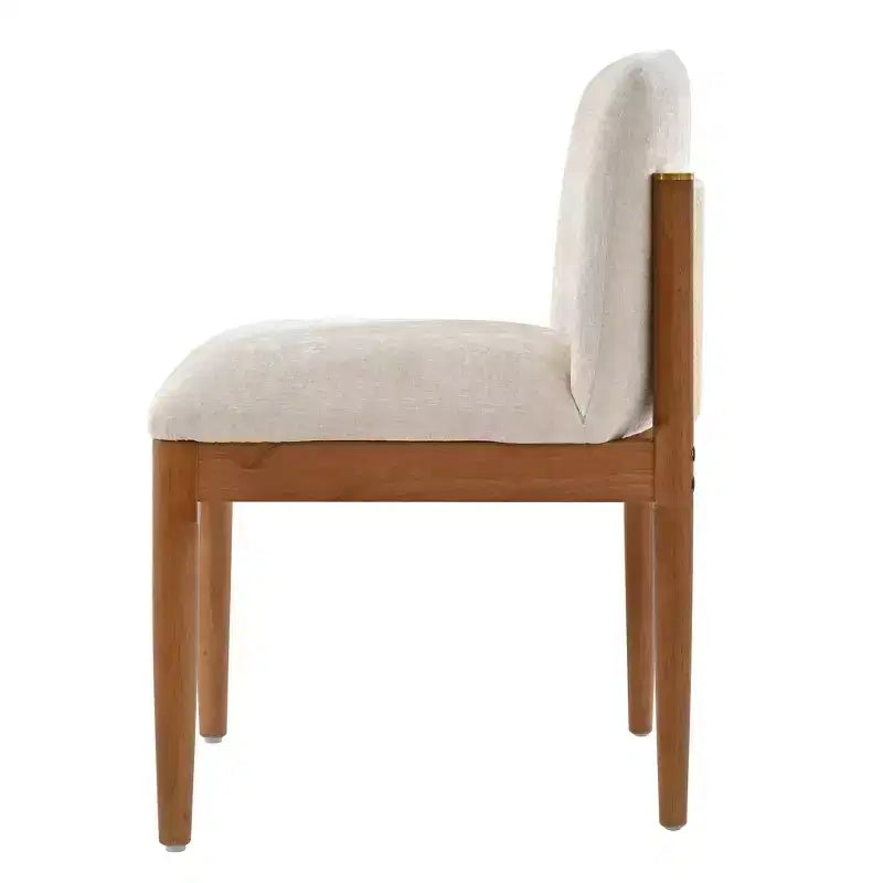 Jodie Sillas de comedor tapizadas de madera de caucho con respaldo de cuerda trenzada (paquete de 2)
