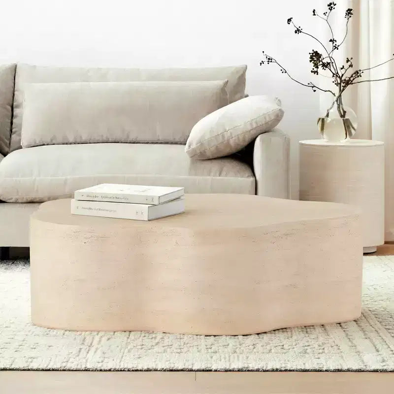 Mesa de centro Kaisa de hormigón ligero con forma de nube moderna