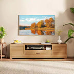 Mueble de TV para televisores de hasta 80'' con cajón, orificio para cables, centro de entretenimiento para dormitorio