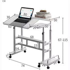 Escritorio de pie portátil de altura regulable 26.4-61, escritorio de ordenador con ruedas, tablero inclinable y soporte para CPU, mesa portátil con ruedas para oficina en casa